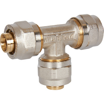 Тройник STOUT равнопроходный 20х20х20 для металлопластиковых труб винтовой, SFS-0009-000020