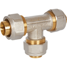 Тройник STOUT равнопроходный 32x32x32 для металлопластиковых труб винтовой, SFS-0009-000032