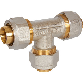 Тройник STOUT равнопроходный 32x32x32 для металлопластиковых труб винтовой, SFS-0009-000032