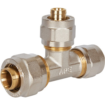 Тройник переходной STOUT 20х16х16 для металлопластиковых труб винтовой, SFS-0010-201616