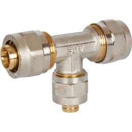 Тройник переходной STOUT 20х16х20 для металлопластиковых труб винтовой, SFS-0010-201620