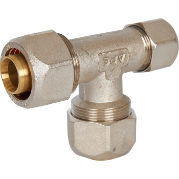 Тройник переходной STOUT 26х26х20 для металлопластиковых труб винтовой, SFS-0010-262620