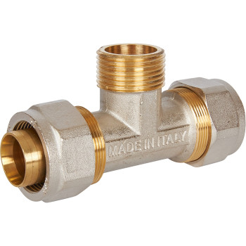 Тройник-переходник STOUT с наружной резьбой 1 x32 для металлопластиковых труб винтовой, SFS-0011-000132