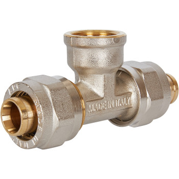 Тройник-переходник STOUT с внутренней резьбой 1/2 х20 для металлопластиковых труб винтовой, SFS-0012-001220