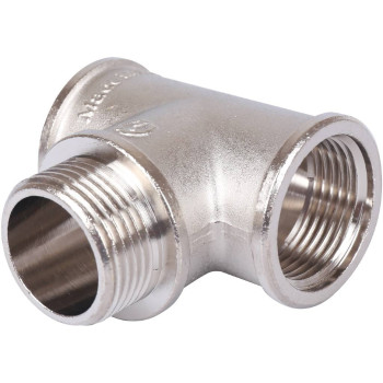 Тройник STOUT ВНВ никелированный 1 x1 x1, SFT-0065-000111