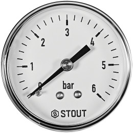 Манометр аксиальный STOUT корпус Dn 50 мм 1/4 , 0...6 бар, кл.2.5