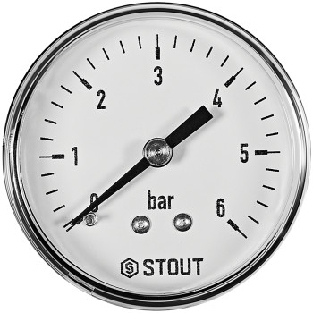 Манометр аксиальный STOUT корпус Dn 50 мм 1/4 , 0...6 бар, кл.2.5