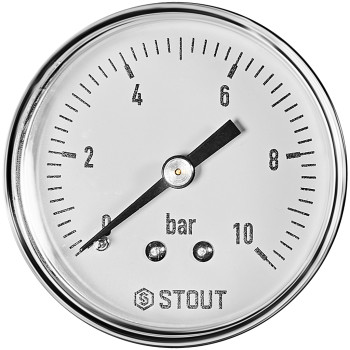 Манометр аксиальный STOUT корпус Dn 50 мм 1/4 , 0...10 бар, кл.2.5