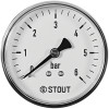 Манометр аксиальный STOUT корпус Dn 63 мм 1/4 , 0...6 бар, кл.2.5