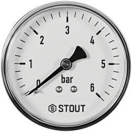 Манометр аксиальный STOUT корпус Dn 63 мм 1/4 , 0...6 бар, кл.2.5