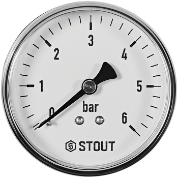 Манометр аксиальный STOUT корпус Dn 63 мм 1/4 , 0...6 бар, кл.2.5