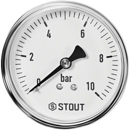 Манометр аксиальный STOUT корпус Dn 63 мм 1/4 , 0...10 бар, кл.2.5