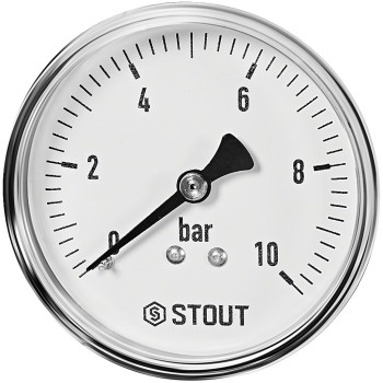 Манометр аксиальный STOUT корпус Dn 63 мм 1/4 , 0...10 бар, кл.2.5