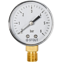 Манометр радиальный STOUT корпус Dn 50 мм 1/4  , 0...6 бар, кл.2.5