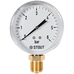 Манометр радиальный STOUT корпус Dn 80 мм 1/2 , 0...6 бар, кл.2.5
