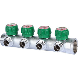 Коллектор регулирующий STOUT 1, 4 отвода 1/2 плоское уплотнение, SMB-6849-011204