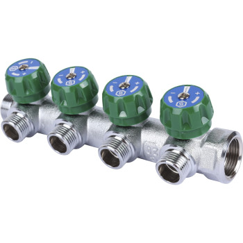 Коллектор регулирующий STOUT 3/4, 4 отвода 1/2 плоское уплотнение, SMB-6849-341204