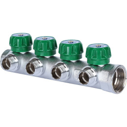 Коллектор регулирующий STOUT 1 , 4 отвода 1/2 под компрессионный фитинг для полимерных труб, SMB-6850-011204