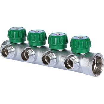 Коллектор регулирующий STOUT 1 , 4 отвода 1/2 под компрессионный фитинг для полимерных труб, SMB-6850-011204