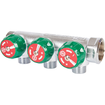 Коллектор регулирующий STOUT 3/4 , 3 отвода 1/2 под компрессионный фитинг для полимерных труб, SMB-6850-341203