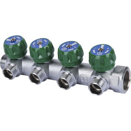 Коллектор регулирующий STOUT 3/4 , 4 отвода 1/2 под компрессионный фитинг для полимерных труб, SMB-6850-341204