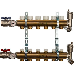 Распределительный коллектор из латуни без расходомеров STOUT 6 выходов, SMB 0468 000006
