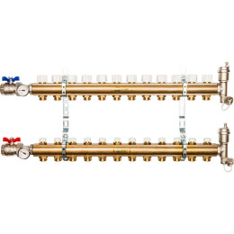 Распределительный коллектор из латуни без расходомеров STOUT 12 выходов, SMB 0468 000012