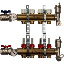 Распределительный коллектор из латуни с расходомерами STOUT 4 выхода, SMB 0473 000004