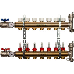 Распределительный коллектор из латуни с расходомерами STOUT 7 выходов, SMB 0473 000007