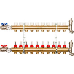 Распределительный коллектор из латуни с расходомерами STOUT 10 выходов, SMB 0473 000010