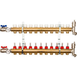 Распределительный коллектор из латуни с расходомерами STOUT 11 выходов, SMB 0473 000011