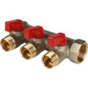 Коллектор с шаровыми кранами STOUT 3/4 , 3 отвода 1/2 (красные ручки), SMB 6200 341203