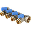 Коллектор с шаровыми кранами STOUT 3/4 , 4 отвода 1/2 (синие ручки), SMB 6201 341204