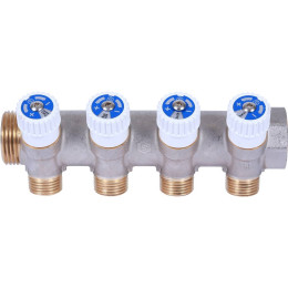 Коллектор распределительный STOUT 1, 4 отвода 1/2 плоское уплотнение, SMB 6852 011204