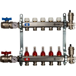Коллектор из нержавеющей стали в сборе с расходомерами STOUT 5 выходов, SMS 0907 000005