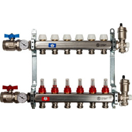 Коллектор из нержавеющей стали в сборе с расходомерами STOUT 6 выходов, SMS 0907 000006