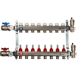 Коллектор из нержавеющей стали в сборе с расходомерами STOUT 8 выходов, SMS 0907 000008