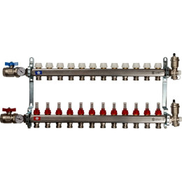 Коллектор из нержавеющей стали в сборе с расходомерами STOUT 12 выходов, SMS 0907 000012