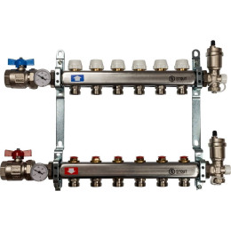 Коллектор из нержавеющей стали в сборе без расходомеров STOUT 6 выходов, SMS 0912 000006