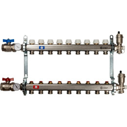 Коллектор из нержавеющей стали в сборе без расходомеров STOUT 9 выходов, SMS 0912 000009