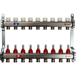 Коллектор из нержавеющей стали с расходомерами STOUT 9 выходов, SMS 0917 000009