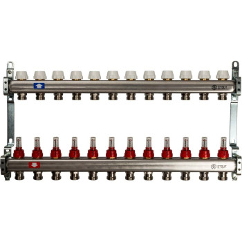 Коллектор из нержавеющей стали с расходомерами STOUT 12 выходов, SMS 0917 000012