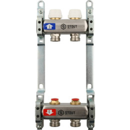 Коллектор из нержавеющей стали STOUT без расходомеров 2 вых., SMS 0922 000002