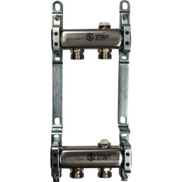 Коллектор из нержавеющей стали для радиаторной разводки STOUT 2 выхода, SMS 0923 000002