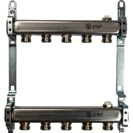 Коллектор из нержавеющей стали для радиаторной разводки STOUT 5 выходов, SMS 0923 000005