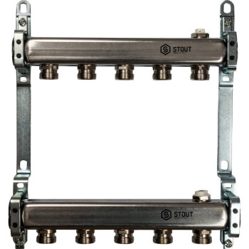 Коллектор из нержавеющей стали для радиаторной разводки STOUT 5 выходов, SMS 0923 000005