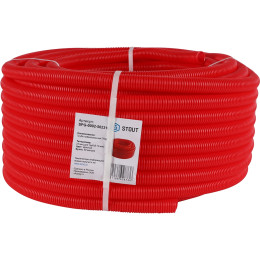 Труба гофрированная STOUT ПНД, цвет красный, наружным диаметром 23 мм для труб диаметром 16 мм, SPG-0002-502316