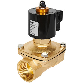 Клапан соленоидный (электромагнитный) STOUT прямого действия НО 220В G1 1/2, SSV-0020-220040