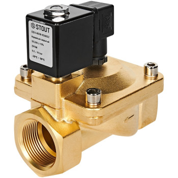 Клапан соленоидный (электромагнитный) STOUT непрямого (пилотного) действия НЗ 24В G1 1/4, SSV-0030-024032