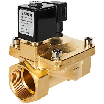 Клапан соленоидный (электромагнитный) STOUT непрямого (пилотного) действия НЗ 24В G1 1/2, SSV-0030-024040